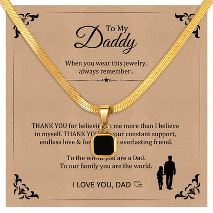 Vnox Geometric Square Natural Stone Pendant Necklace for Men, Gold Silver Color Stainless Steel Blade Chain, Trendy Jewelry Gift