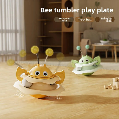 Popular Turntable Toys Cat Toys Little Bee Tumbler Cat Teasing Artifact Turntable