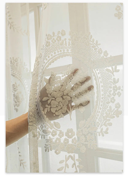 French Romantic Gauze Curtain Minimalist White Transparent Curtain Luxury Living Room Decoration Curtains Bedroom Curtain rideau