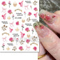 3d Nails Art Decals Spring Fruits Pink Full Tips Peony Magnolia Flowers Adhesive Sliders Stickers Decoration For Nails Manicure