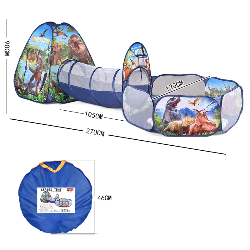 3In1 2.7M Children Ball Pool with Basket Portable Baby Pit Crawling Tunnel Balloon Playpen Tent Kid Indoor Outdoor Yard Toy Gift
