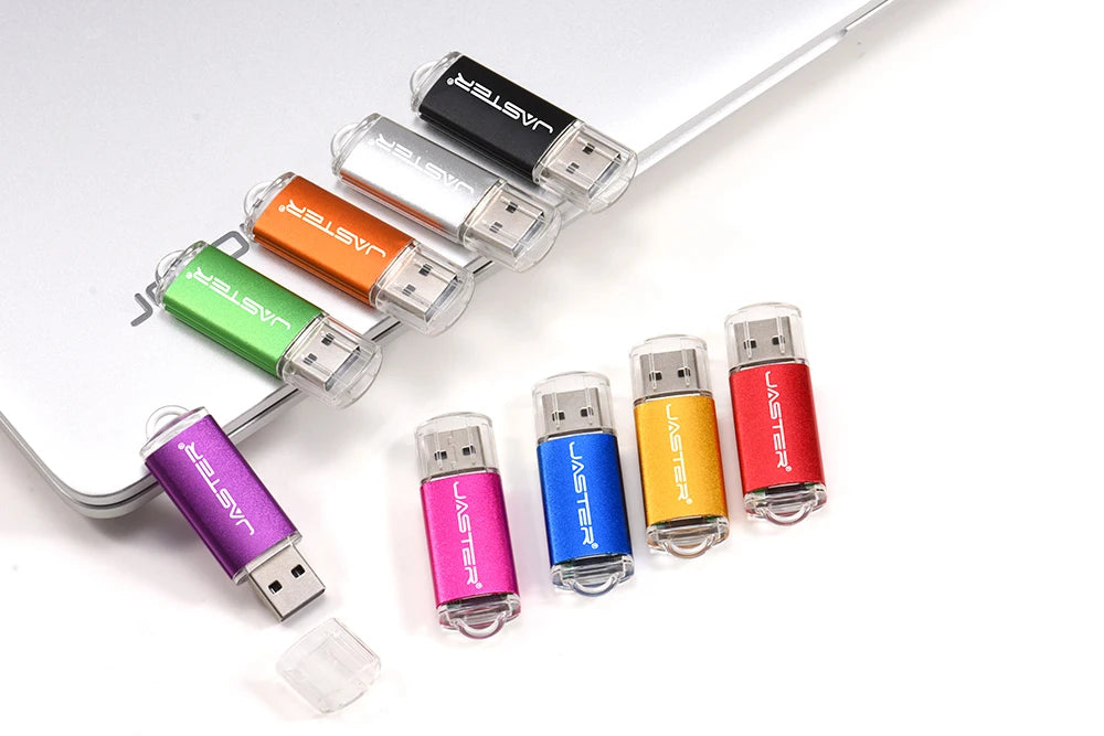 JASTER High Speed USB 2.0 Flash Drive Mini Plastic Pendrive 128M 4GB 16GB 32GB 64GB 128GB With Keychain Memory Stick Pen Drive
