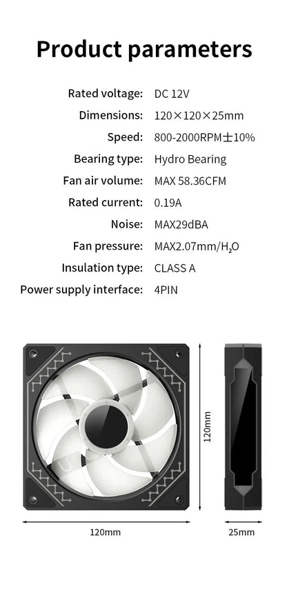 TEUCER Prism12025 PC Case Fan 120mm 5V 3Pin ARGB Cyclic Mirror Light Effect PWM 800 to 2000RPM Cooling Fan 3 Piece Set