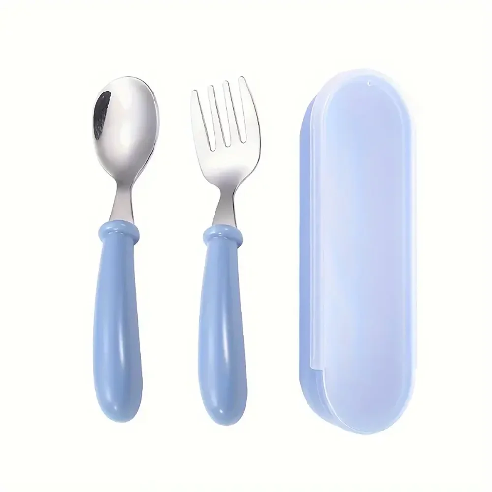 Set Of 2 Stainless Steel Children's Cutlery Spoon/fork Box Suitable For Baby Cutlery, Ideal As A Gift For Mothers And Babies