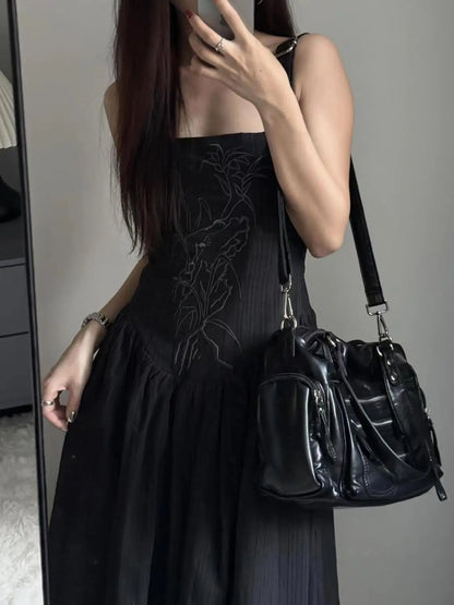 JIAERDI Vintage Black Shoulder Bags Purse Women High Street Pocket Chic Y2k Handbag Female Harajuku Casual Crossbody Bags 2025