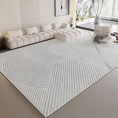 VIKAMA Wabi-Sabi Style Striped Rug Living Room Sofa & Coffee Table Mat Non-Slip & Easy-Care Bedroom & Office Rug Home Decor