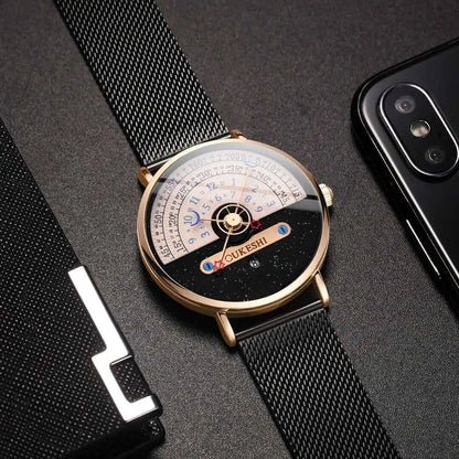Fashion Mesh Band Men Business Watches Calendar Quartz Wristwatches For Mens Clock Reloj Hombre