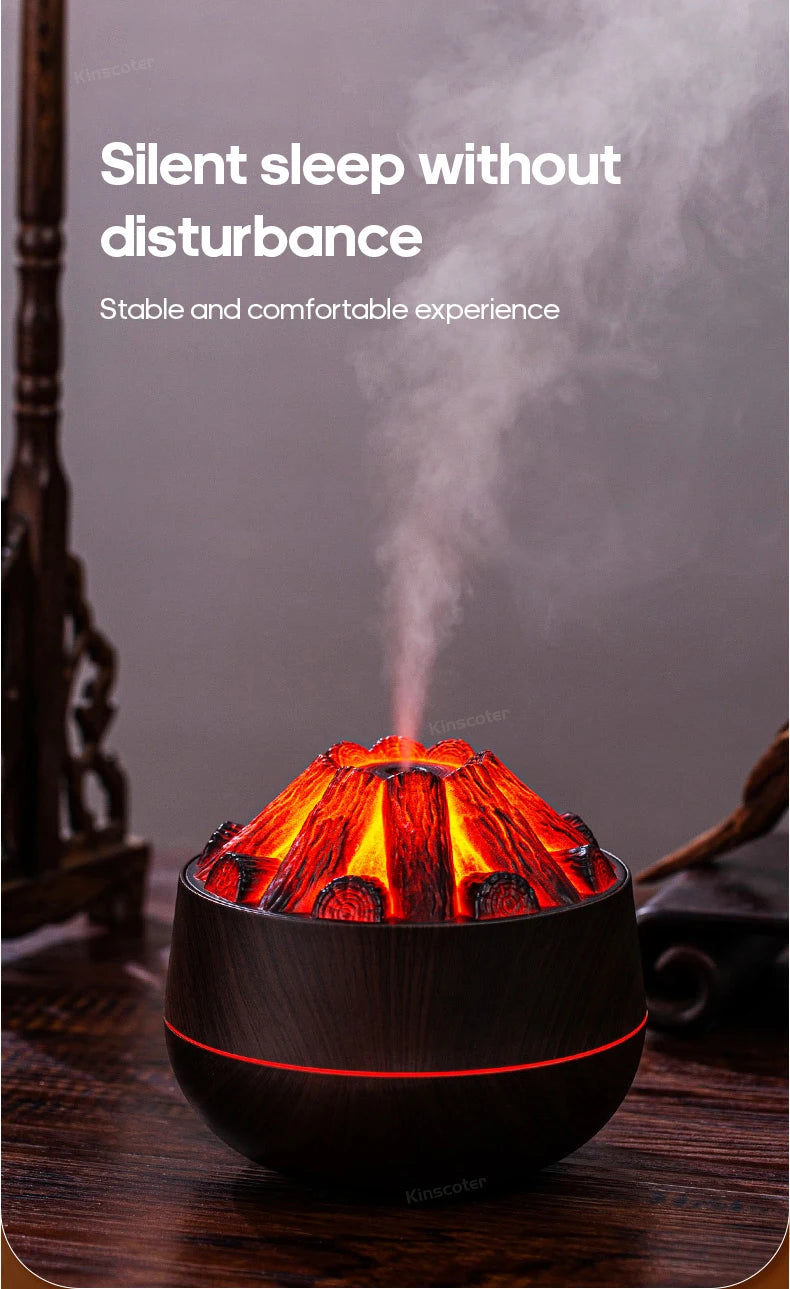 Simulated Campfire Air Humidifier Woodstove Fireplace Water Mist Diffuser Classic Woodgrain USB Ultra Sonic Mist Sprayer