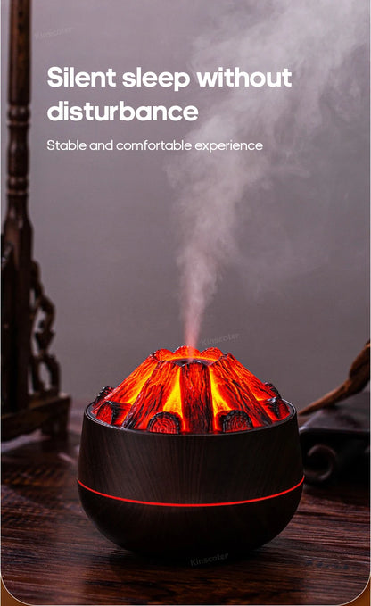 Simulated Campfire Air Humidifier Woodstove Fireplace Water Mist Diffuser Classic Woodgrain USB Ultra Sonic Mist Sprayer