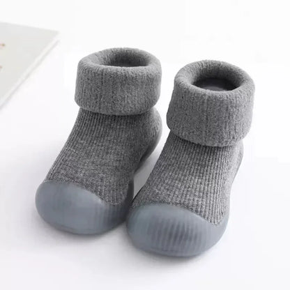 Baby Winter Booties Non-Slip Soft Sole Shoes with Cotton Socks Warm Fleece-Lined Infant First Walkers for Boys Girls 0-4T