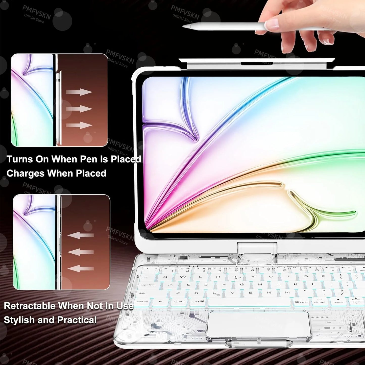 360° Rotate Magic Keyboard For iPad Pro 11 2024 2022 Air 4 5 6 7 For iPad 12.9 13 10th Generation 11th A16 2025 6th 5th 4th Gen