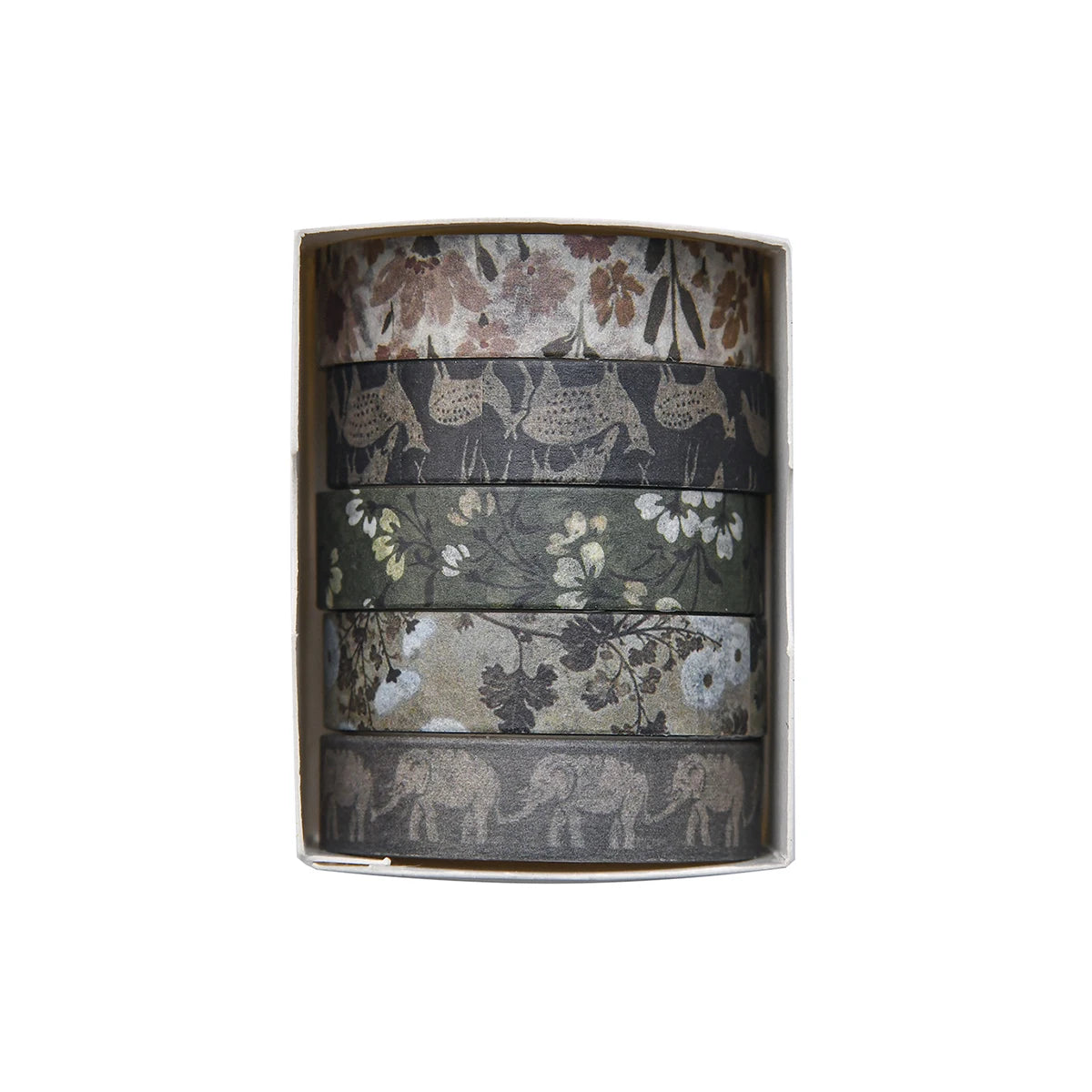 5 Rolls/Box Forest Plant Print Washi Tape Handmade Diy Diary Photo Album Decoration Masking Tape Set