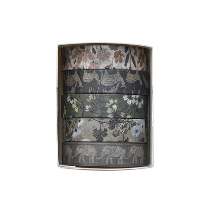 5 Rolls/Box Forest Plant Print Washi Tape Handmade Diy Diary Photo Album Decoration Masking Tape Set