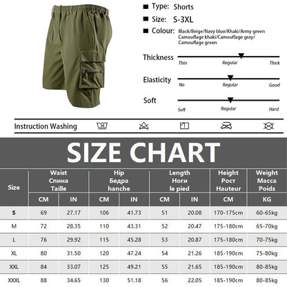 Men's Tactical Shorts Elastic Waist Cargo Work Shorts Men Outdoor Casual Street Style Jogging Shorts Loose Work Casual Shorts