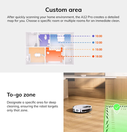 ILIFE A12 Pro Robot Vacuum and Mop Combo, Self Emptying Station for 60 Days, LiDAR Navigation, Home Mapping, No-Go Zones, 2.4G WiFi/App/Alexa/Remote Control, for Hard Floors