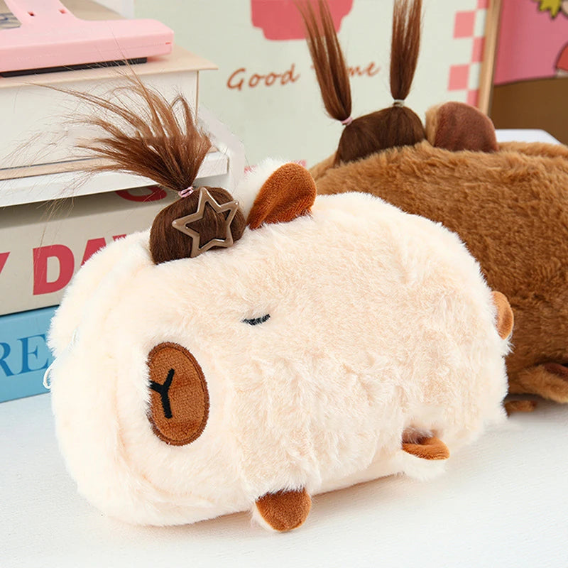 New Cute Capybara Plush Pencil Case Cosmetic Bag Guinea Pig Pen Pouch Large Capacity Pencil Bag School Supplies Stationery Box