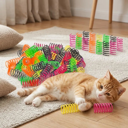 20/40/60pcs Interactive Cat Toys Set, Durable Plastic Spring Coils for Cats And Puppies,Fun Accessory for Pet Play And Exercise