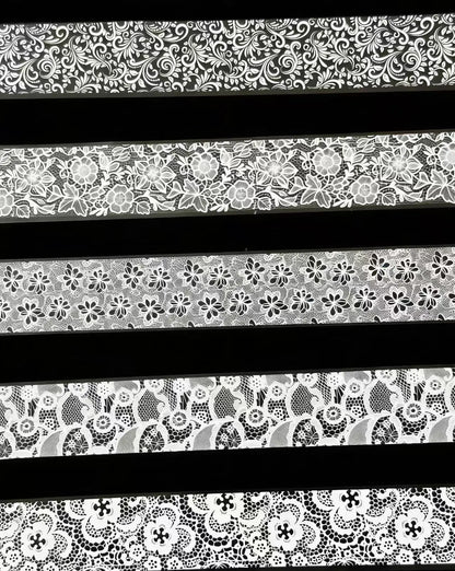 10 Rolls 2.5*50cm New Black White Lace Transfer Foil Nail Art Sexy Full Wraps Flower Glue Adhesive DIY Manicure Styling Tools