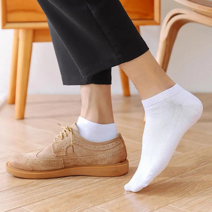 5/10 Pairs Low Cut Men Socks Solid Color Black White Breathable Cotton Socks Male Sport Businessmen Short Socks