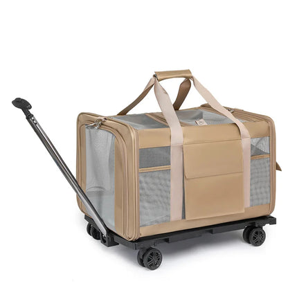 Foldable Lightweight Pet Travel Carrier Bag Breathable with 360° Swivel Wheels for Cats Dogs Portable Outdoor Pet Backpack 2026