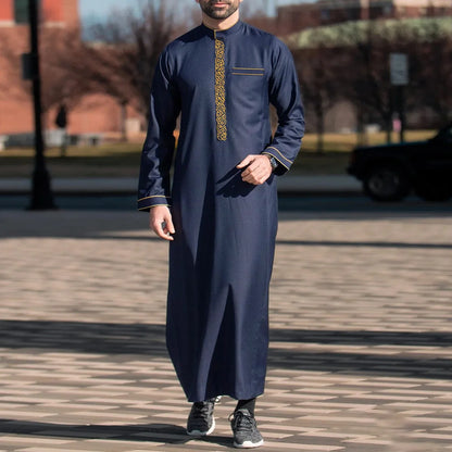 Dishdasha Muslim Men Long Robe Jubba Thobe Abaya Embroidery Kimono Islamic Dubai Saudi Abayas Prayer Kaftan Ramadan Morocco 2025