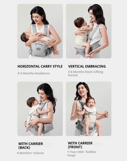 AIBEDILA Baby Carrier Waist Stool Ergonomic Kangaroo Baby Carrier with Knob Breathable Newborn Waist Stool 0-36M
