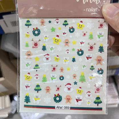 1sheet 5D Halloween Nail Stickers Pink/Green/Black Cartoon Pattern Nail Art Slider DIY For Sweet Cool Girl Cute Nail Decoration