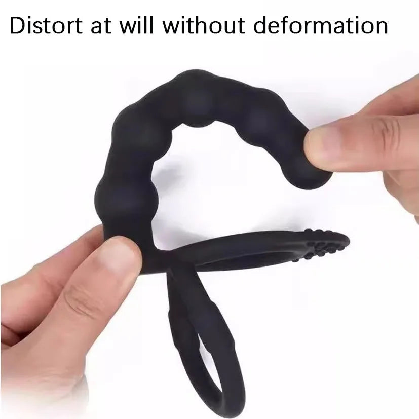 Double Penetration Dildo Dual Stimulation Vibrator for Couples, Anal Beads, G-Spot Massager, Cock Ring, Adult Sex Toys