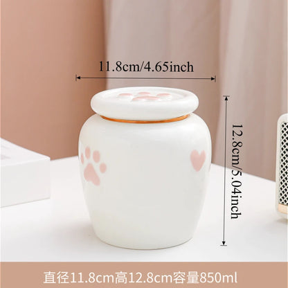 1pc Ceramic Pet Urn, Funeral Cremation Urn for Cats and Dogs, Pet Hair Covered Commemorative Jar,Household Pet Funeral Supplies