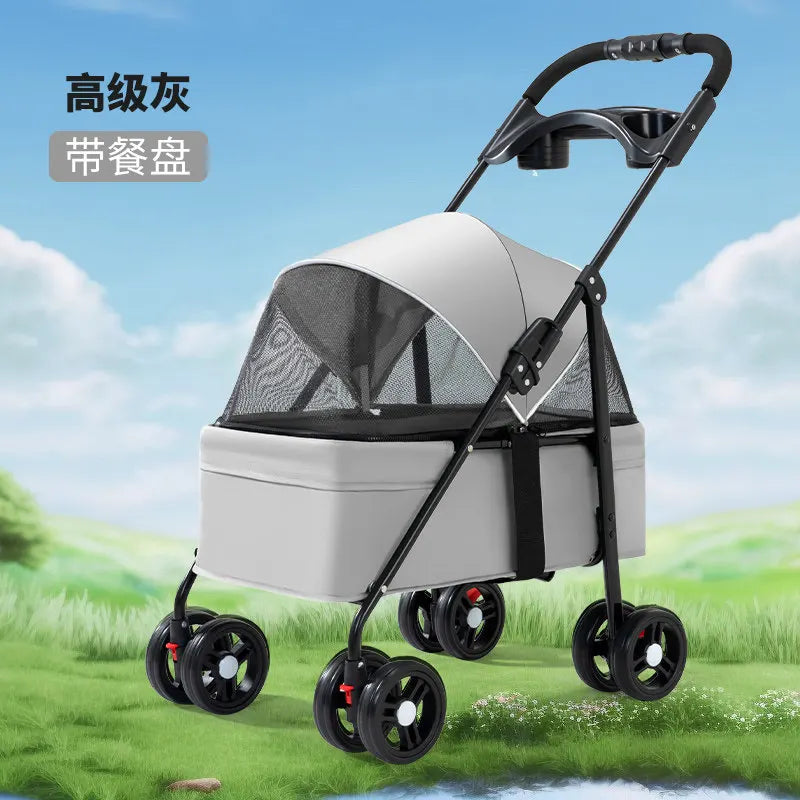 2026 New Lightweight Foldable Pet Stroller Teddy Cat Dog Handcart Outdoor Travel Cart for Small Pets