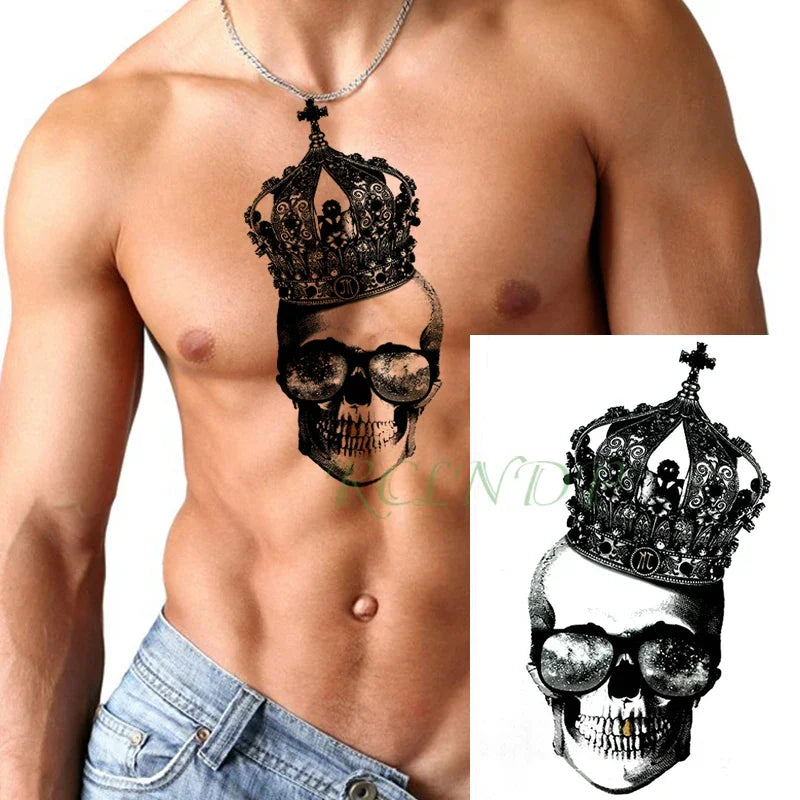 Waterproof Temporary Tattoo Sticker Joker Skull Letter Big Size Body Art Flash Tatoo Fake Tatto Stickers for Girl Men Women