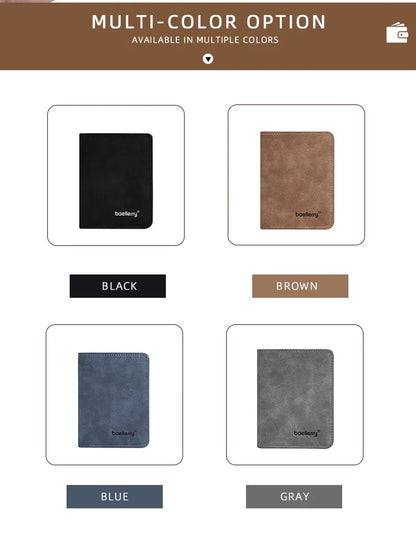 New Men's Short Wallet Cardholder Combo Anti-Theft Minimalist PU Leather