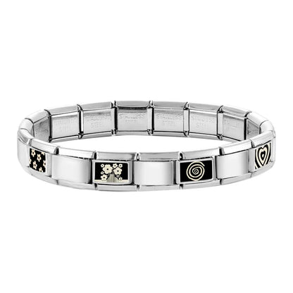 Fashion Personalized DIY Black Red Color Italian Charm Bracelet Eyes Cat Stripes Heart Bead 9mm Bracelet Stainless Steel Jewelry