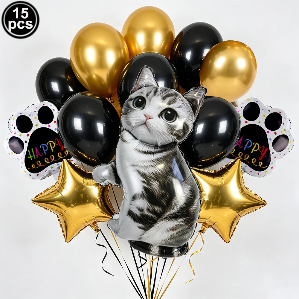 Cat Party Paper Plates Cups Napkins Party Supplies Cat Face Happy Birthday Banner Tablecloth for Cat Themed Birthday Party Decor