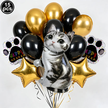 Cat Party Paper Plates Cups Napkins Party Supplies Cat Face Happy Birthday Banner Tablecloth for Cat Themed Birthday Party Decor