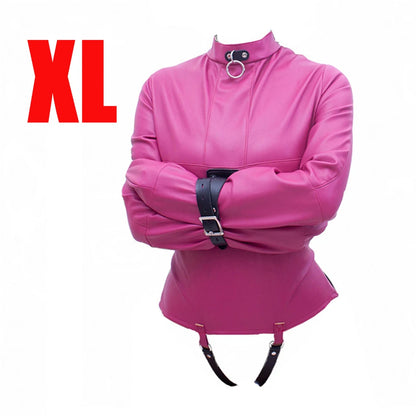 BDSM Leather Armbinder Restraint Straitjacket Sex Toy,Straight Jacket Bondage Adjustable Belt,Slave Cosplay Women's Sexy Costume