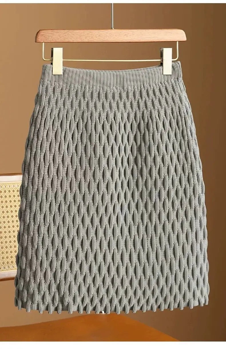 Autumn and Winter New Loose and Slimming Casual Versatile Knitted Base Elegant Skirt Covering Buttocks A-line Skirt for Women