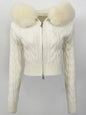 Fashion Natural Fox Fur Collar with Knitted Sweater Women Casual Sweater 2025 New Spring Autumn Slim Fit Elastic Oversized Coat