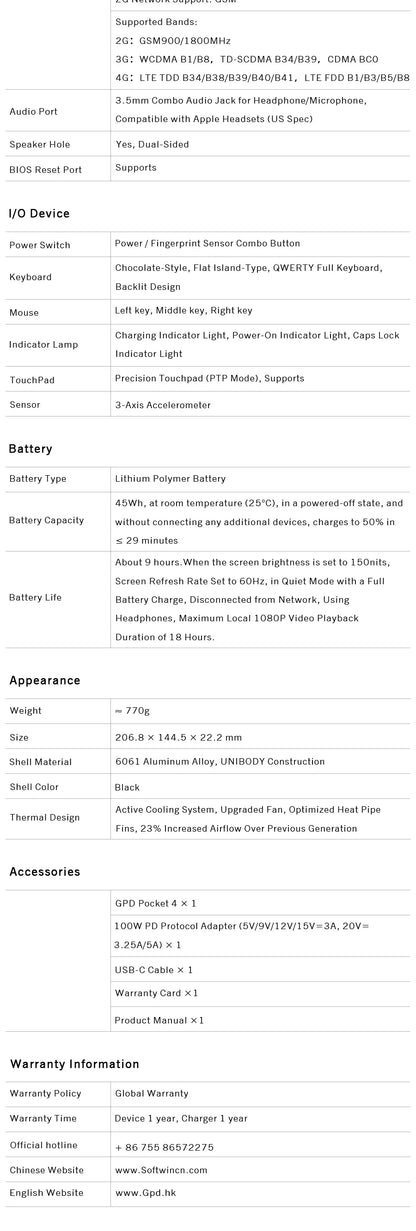 GPD Pocket 4 RAM 16GB 32GB 64G Memory 1TB 2TB SSD Hard Disk Windows 11 Home Gaming Laptop Notebook Mini PC Portable Touch Screen