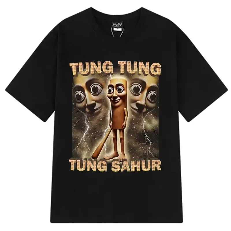 Tung Sahur Graphic Printed T-Shirt Men Summer Casual Loose Fashion Funny Round Neck Short Sleeve Tops Clothing T-shirt Unisex