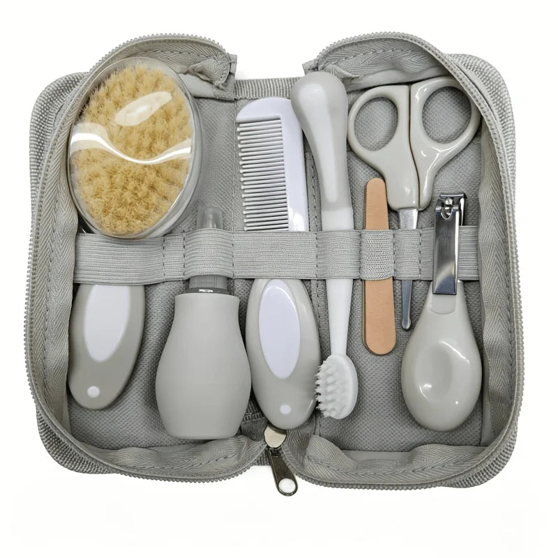 6/7-piece Baby Daily Care Set - Baby Nasal Irrigator, Small Scissors, Soft Hairbrush, Nail File, Small Toothbrush, Nail Clipper