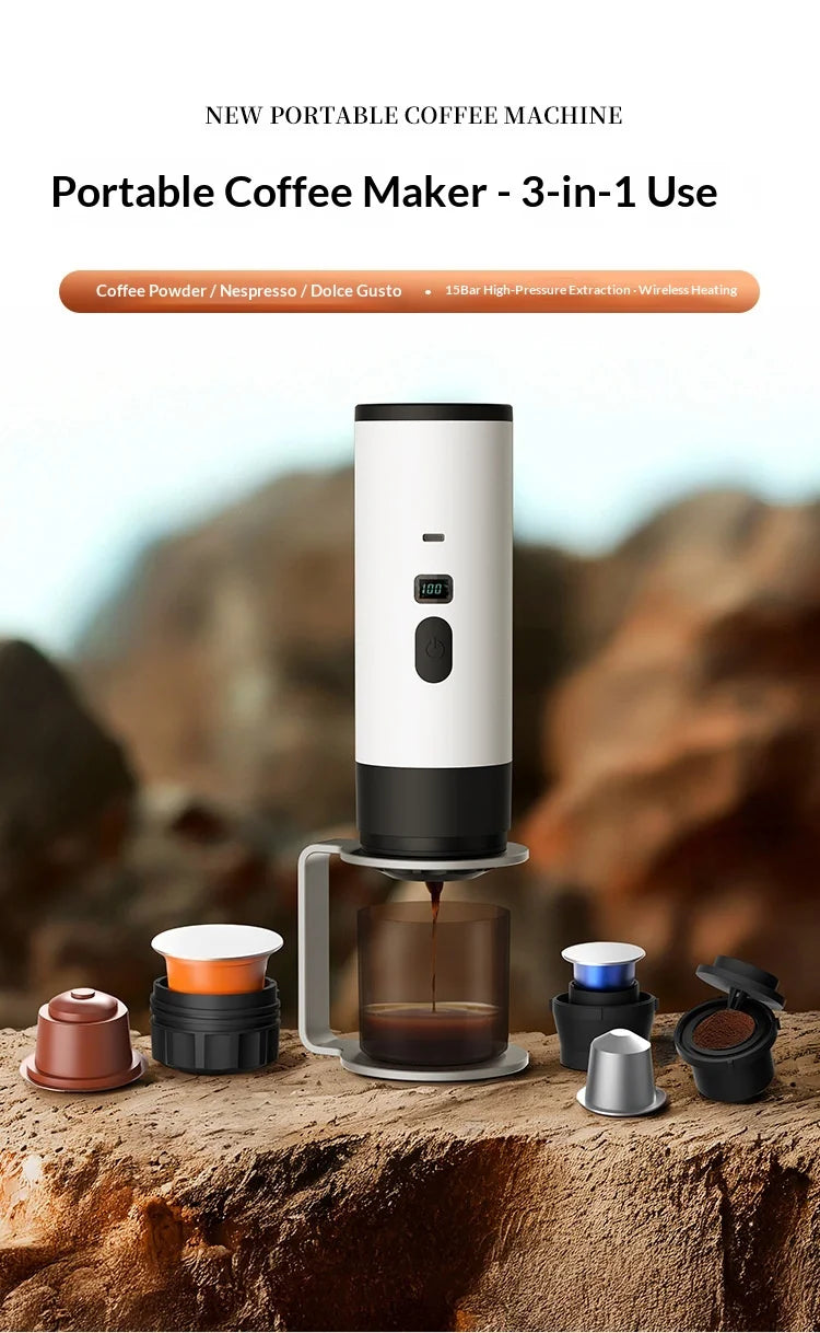 New Upgraded Version Outdoor Wireless Portable Espresso Machine Car Electric Heating Capsule Coffee Machine Suitable for Home