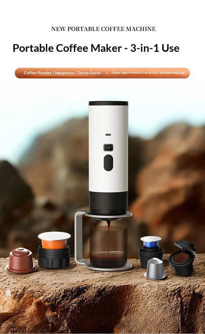 New Upgraded Version Outdoor Wireless Portable Espresso Machine Car Electric Heating Capsule Coffee Machine Suitable for Home