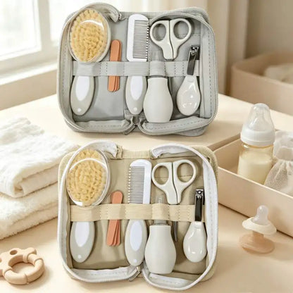 6/7-piece Baby Daily Care Set - Baby Nasal Irrigator, Small Scissors, Soft Hairbrush, Nail File, Small Toothbrush, Nail Clipper