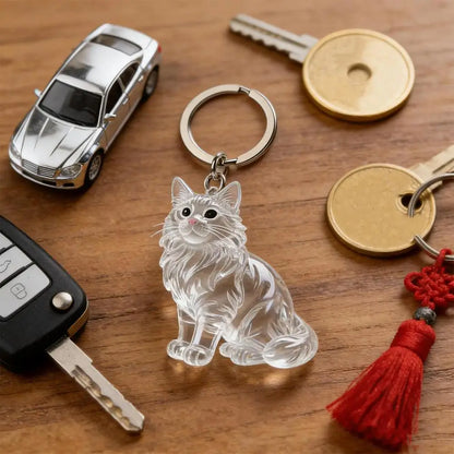 Cute Animal Fur Capsule Keychain, Transparent Cat Hair Bag Pendant, Souvenir Collection and Gift Decorative Accessory