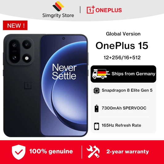 OnePlus 15 5G,Global Version Smartphone,12+256,16+512, Snapdragon 8 Elite Gen 5,165Hz Display,7300mAh,120W,eSIM,Wi-Fi 7,Bluetooth 6.0,NFC,Black