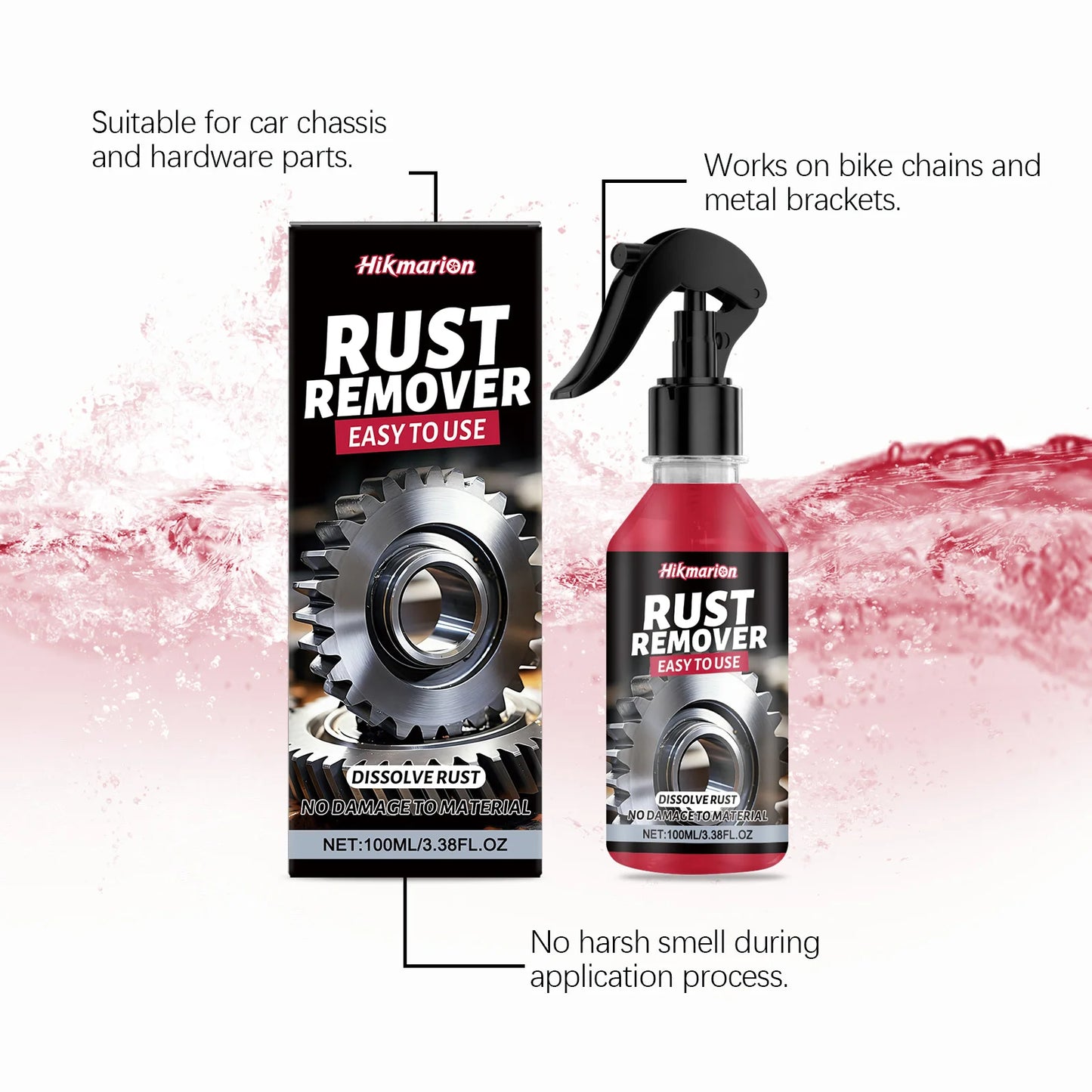 Multi Purpose Rust Converter Spray Lubricant and Degreaser for Rims Chains Metal Surfaces Cleaner Vehicle Supplies