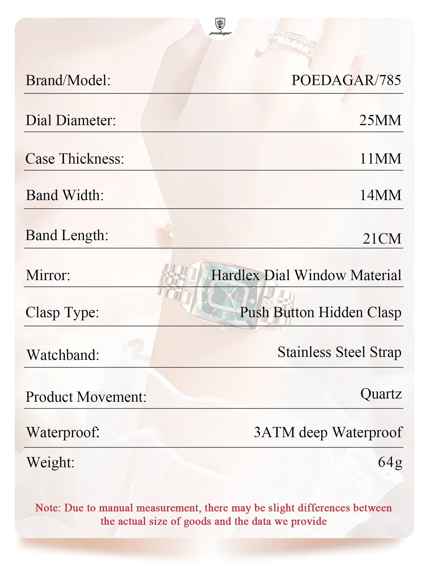 POEDAGAR Luxury Woman Watch Waterproof Date High Quality Casual Ladies Wristwatch Stainless Steel Quartz Elegant Women's Watches