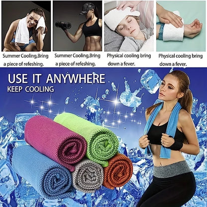 4 Pack Cooling Towels, Soft Breathable Ice Cool Towel for Sports & Outdoor Activities, Quick Dry Sweat Absorbing Cooling