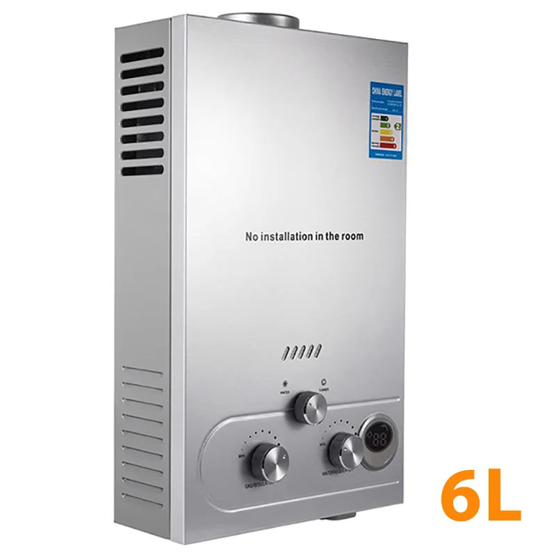DIVEDEER LPG Gas Hot Water Heater 6L/8L/10L/12L/16L/18L Home Appliance Wall-Mounted Water Heater With Shower Kit Digital Display